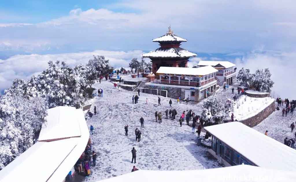 Snowfall in Chandragiri 